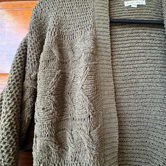 Derek Heart Earthy Green Cardigan Sweater with Relaxed Fit and Shawl Collar - Picture 3 of 8